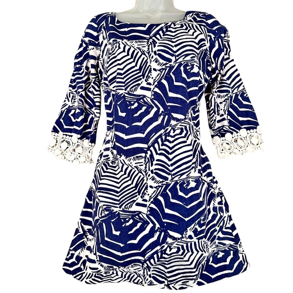 Lilly Pulitzer Harbour Tunic Dress Women's S Oh Cabana Boy Navy Crochet Resort